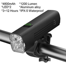 Load image into Gallery viewer, Waterproof Bike Light Set USB High/Low Beam Bicycle Lamp Headlight LED Cycling Flashlight Super Bright Bicycle Front Headlight 5 Light Modes Large Capacity Battery With Power Bank Function 1000 Lumen
