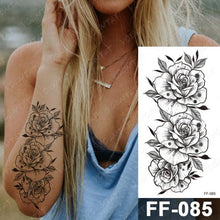 Load image into Gallery viewer, Waterproof Temporary Black Tattoo Sticker Peony Flower Snake Sketch Luxury Big Tattoo For Womens
