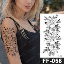 Load image into Gallery viewer, Waterproof Temporary Black Tattoo Sticker Peony Flower Snake Sketch Luxury Big Tattoo For Womens
