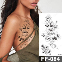 Load image into Gallery viewer, Waterproof Temporary Black Tattoo Sticker Peony Flower Snake Sketch Luxury Big Tattoo For Womens
