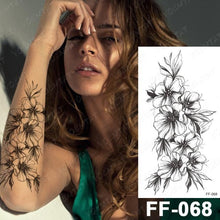 Load image into Gallery viewer, Waterproof Temporary Black Tattoo Sticker Peony Flower Snake Sketch Luxury Big Tattoo For Womens

