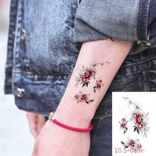 Load image into Gallery viewer, Waterproof Temporary Tattoo Lavender Stickers Butterfly Flower Luxury Small Tattoo For Body Arm
