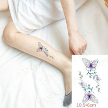 Load image into Gallery viewer, Waterproof Temporary Tattoo Lavender Stickers Butterfly Flower Luxury Small Tattoo For Body Arm
