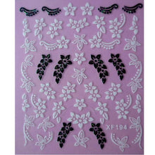 Load image into Gallery viewer, Waterproof Water Transfer Nails Art Sticker Fashion 3D Flower Design Girl And Women Manicure Tools Nail Decoration Decals Decorations Luxurious Nail Art Decoration White Feather Lace Flower Leaf Carving Design Exquisite Pattern Nail Art Supplies
