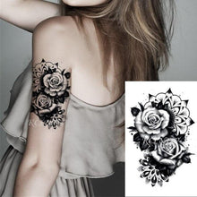 Load image into Gallery viewer, Waterproof Womens Temporary Sticker Tattoo Flower Rose Realistic Sketches For Arm Hand
