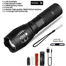 Load image into Gallery viewer, Waterproof Z45 Led Flashlight Ultra Bright Waterproof MINI Torch T6/L2/V6 zoomable 5 Modes 18650 rechargeable Battery for camping tactica Led Mini Water-Resistant Torch Light For Indoor &amp; Outdoor Camping Hiking Accessories Gear
