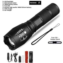 Load image into Gallery viewer, Waterproof Z45 Led Flashlight Ultra Bright Waterproof MINI Torch T6/L2/V6 zoomable 5 Modes 18650 rechargeable Battery for camping tactica Led Mini Water-Resistant Torch Light For Indoor &amp; Outdoor Camping Hiking Accessories Gear
