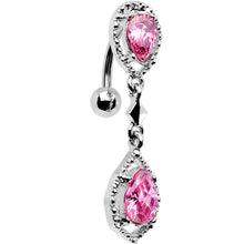 Load image into Gallery viewer, Pink Gem Twin Top Mount Dangle Belly Ring
