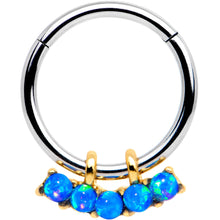 Load image into Gallery viewer, 16G 5/16 Blue Synthetic Opal Quintet Hinged Segment Ring
