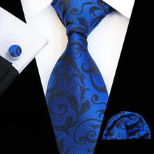 Load image into Gallery viewer, Wedding Bridegroom Floral Print Silk Necktie With Cufflinks Set Fashion High Quality Necktie Set For Men

