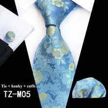 Load image into Gallery viewer, Wedding Bridegroom Floral Print Silk Necktie With Cufflinks Set Fashion High Quality Necktie Set For Men
