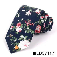Load image into Gallery viewer, Wedding Men Floral Tie Skinny Cotton Casual Neck Tie Elegant Neckties Flower Print Fashionable Design
