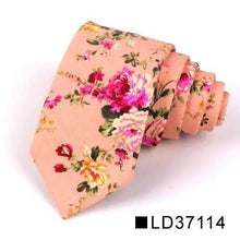 Load image into Gallery viewer, Wedding Men Floral Tie Skinny Cotton Casual Neck Tie Elegant Neckties Flower Print Fashionable Design
