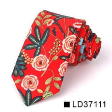 Load image into Gallery viewer, Wedding Men Floral Tie Skinny Cotton Casual Neck Tie Elegant Neckties Flower Print Fashionable Design
