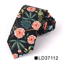 Load image into Gallery viewer, Wedding Men Floral Tie Skinny Cotton Casual Neck Tie Elegant Neckties Flower Print Fashionable Design
