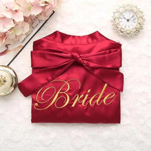 Load image into Gallery viewer, Wedding Satin Bride Robe Elegant Golden Bridesmaid Casual Short Women Nightwear Comfortable Sleepwear

