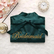 Load image into Gallery viewer, Wedding Satin Bride Robe Elegant Golden Bridesmaid Casual Short Women Nightwear Comfortable Sleepwear

