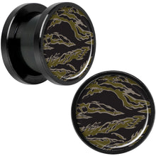 Load image into Gallery viewer, Tiger Camo Print Black Anodized Screw Fit Plug Set 1/2
