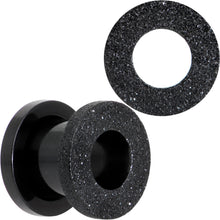 Load image into Gallery viewer, Black PVD Sandblasted Screw Fit Tunnel Plug Set 5mm to 16mm
