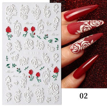 Load image into Gallery viewer, White Embossed Flower Lace 5D Sticker Decal Wedding Nail Art Designs Floral Flower Transfer Decal  Geometry  3D Wave Design Decoration for Women Girls Tape Nail Art Stickers Decal Decoration Geometry Transfer Decals Nail Art Decorations Decoration Decal
