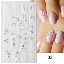 Load image into Gallery viewer, White Embossed Flower Lace 5D Sticker Decal Wedding Nail Art Designs Floral Flower Transfer Decal  Geometry  3D Wave Design Decoration for Women Girls Tape Nail Art Stickers Decal Decoration Geometry Transfer Decals Nail Art Decorations Decoration Decal
