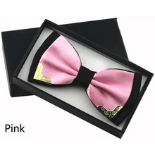 Load image into Gallery viewer, White Men Elegant Polyester Butterfly Bowtie Metal Corners Wedding Bowtie Party Bow Ties
