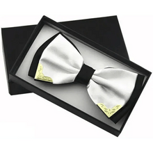 Load image into Gallery viewer, White Men Elegant Polyester Butterfly Bowtie Metal Corners Wedding Bowtie Party Bow Ties
