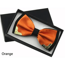 Load image into Gallery viewer, White Men Elegant Polyester Butterfly Bowtie Metal Corners Wedding Bowtie Party Bow Ties
