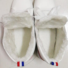 Load image into Gallery viewer, White Men Winter Plush Shoes Boys Comfort Sneakers Leather High Top Sneakers Trendy Style Casual Shoes Fashion Sneakers Breathable Comfort Walking Shoes For Mens
