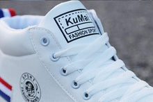 Load image into Gallery viewer, White Men Winter Plush Shoes Boys Comfort Sneakers Leather High Top Sneakers Trendy Style Casual Shoes Fashion Sneakers Breathable Comfort Walking Shoes For Mens
