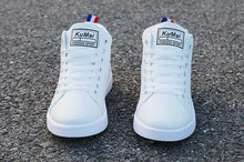 Load image into Gallery viewer, White Men Winter Plush Shoes Boys Comfort Sneakers Leather High Top Sneakers Trendy Style Casual Shoes Fashion Sneakers Breathable Comfort Walking Shoes For Mens

