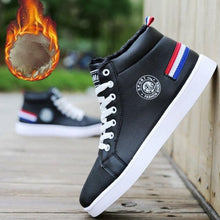 Load image into Gallery viewer, White Men Winter Plush Shoes Boys Comfort Sneakers Leather High Top Sneakers Trendy Style Casual Shoes Fashion Sneakers Breathable Comfort Walking Shoes For Mens
