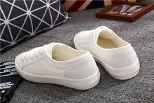 Load image into Gallery viewer, White Summer Womens Sneakers Trainers White Leather Canvas Shoes Tenis Classic Casual Cotton Slip On Canvas Comfortable Walking Flats Sneakers
