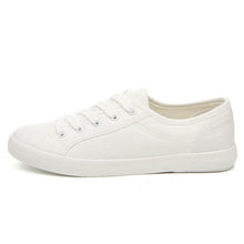 Load image into Gallery viewer, White Summer Womens Sneakers Trainers White Leather Canvas Shoes Tenis Classic Casual Cotton Slip On Canvas Comfortable Walking Flats Sneakers
