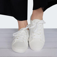 Load image into Gallery viewer, White Summer Womens Sneakers Trainers White Leather Canvas Shoes Tenis Classic Casual Cotton Slip On Canvas Comfortable Walking Flats Sneakers
