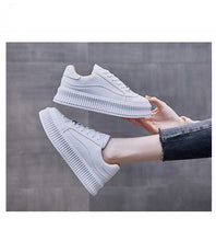 Load image into Gallery viewer, White Women Spring Running Thick Shoes Woman Comfortable Sneakers Leather Spring Flats Trainers Outdoor Vulcanize Slip On Trainers Fashion Platform Sneakers
