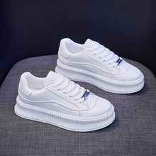 Load image into Gallery viewer, White Women Spring Running Thick Shoes Woman Comfortable Sneakers Leather Spring Flats Trainers Outdoor Vulcanize Slip On Trainers Fashion Platform Sneakers
