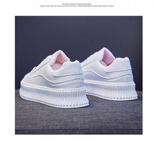 Load image into Gallery viewer, White Women Spring Running Thick Shoes Woman Comfortable Sneakers Leather Spring Flats Trainers Outdoor Vulcanize Slip On Trainers Fashion Platform Sneakers
