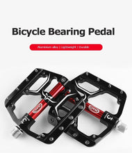 Load image into Gallery viewer, Wide Flat Mountain Road Cycling Bicycle Bike Pedal 3 Sealed Bearings 9/16 in Aluminum With Removable Antiskid Cleats Mountain Bike Pedal Platform Flat Bicycle Pedals Aluminum Alloy Non-Slip Metal Bike Pedals With 3 Bearings For Road
