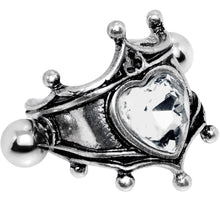 Load image into Gallery viewer, 16G 1/2 Clear Gem Queen of Hearts Cuff Cartilage Earring
