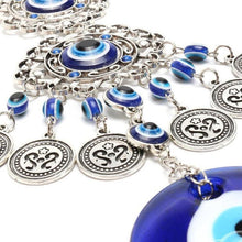 Load image into Gallery viewer, Wind Chimes Evil Eye Pendants Home Wall Hanging Decor Blessing Protection Gift Blue Evil Eye Wall Hanging Ornament With Round Eye Design Metal Home Decor Protection And Good Luck Charm Gift Blessing Protection Gift  Dream Catcher Blue Rhinestone
