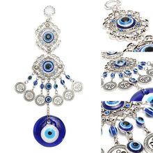 Load image into Gallery viewer, Wind Chimes Evil Eye Pendants Home Wall Hanging Decor Blessing Protection Gift Blue Evil Eye Wall Hanging Ornament With Round Eye Design Metal Home Decor Protection And Good Luck Charm Gift Blessing Protection Gift  Dream Catcher Blue Rhinestone
