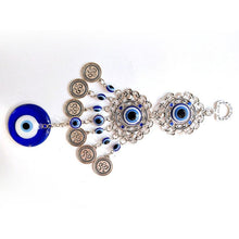 Load image into Gallery viewer, Wind Chimes Evil Eye Pendants Home Wall Hanging Decor Blessing Protection Gift Blue Evil Eye Wall Hanging Ornament With Round Eye Design Metal Home Decor Protection And Good Luck Charm Gift Blessing Protection Gift  Dream Catcher Blue Rhinestone
