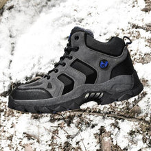 Load image into Gallery viewer, Winter Ankle Boots Mens Snow Warm Fur Leather Hiking Boots Outdoor Hunting Men's Work Warm Hiking Boots High Top Winter Outdoor Walking Lace Up Anti-Slip Breathable Ankle Booties For Mens
