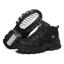 Load image into Gallery viewer, Winter Ankle Boots Mens Snow Warm Fur Leather Hiking Boots Outdoor Hunting Men's Work Warm Hiking Boots High Top Winter Outdoor Walking Lace Up Anti-Slip Breathable Ankle Booties For Mens
