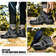 Load image into Gallery viewer, Winter Ankle Boots Mens Snow Warm Fur Leather Hiking Boots Outdoor Hunting Men's Work Warm Hiking Boots High Top Winter Outdoor Walking Lace Up Anti-Slip Breathable Ankle Booties For Mens
