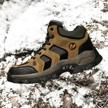 Load image into Gallery viewer, Winter Ankle Boots Mens Snow Warm Fur Leather Hiking Boots Outdoor Hunting Men's Work Warm Hiking Boots High Top Winter Outdoor Walking Lace Up Anti-Slip Breathable Ankle Booties For Mens
