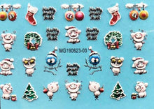 Load image into Gallery viewer, Winter Christmas Acrylic Engraved Nail Sticker Colorful Snow Design Decals Nail Water Slide Decals Nail Art Stickers Decals Christmas Snowflake Bronzing Christmas Slider Nail Art 3D Decals Decoration  Decals Snowflakes Elk Bear Christmas Xmas Stickers
