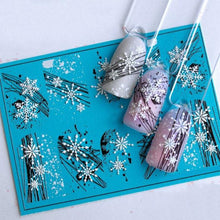 Load image into Gallery viewer, Winter Christmas Acrylic Engraved Nail Sticker Colorful Snow Design Decals Nail Water Slide Decals Nail Art Stickers Decals Christmas Snowflake Bronzing Christmas Slider Nail Art 3D Decals Decoration  Decals Snowflakes Elk Bear Christmas Xmas Stickers
