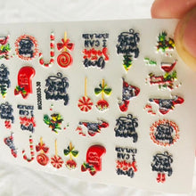 Load image into Gallery viewer, Winter Christmas Acrylic Engraved Nail Sticker Colorful Snow Design Decals Nail Water Slide Decals Nail Art Stickers Decals Christmas Snowflake Bronzing Christmas Slider Nail Art 3D Decals Decoration  Decals Snowflakes Elk Bear Christmas Xmas Stickers
